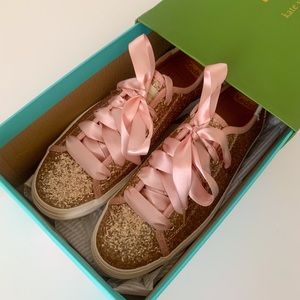 Kate Spade x Keds glitter rose gold platform bridal shoes